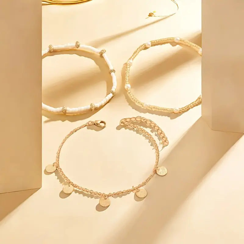 Coastal Ciondolo 3-Piece Layered Anklet Set | Oro