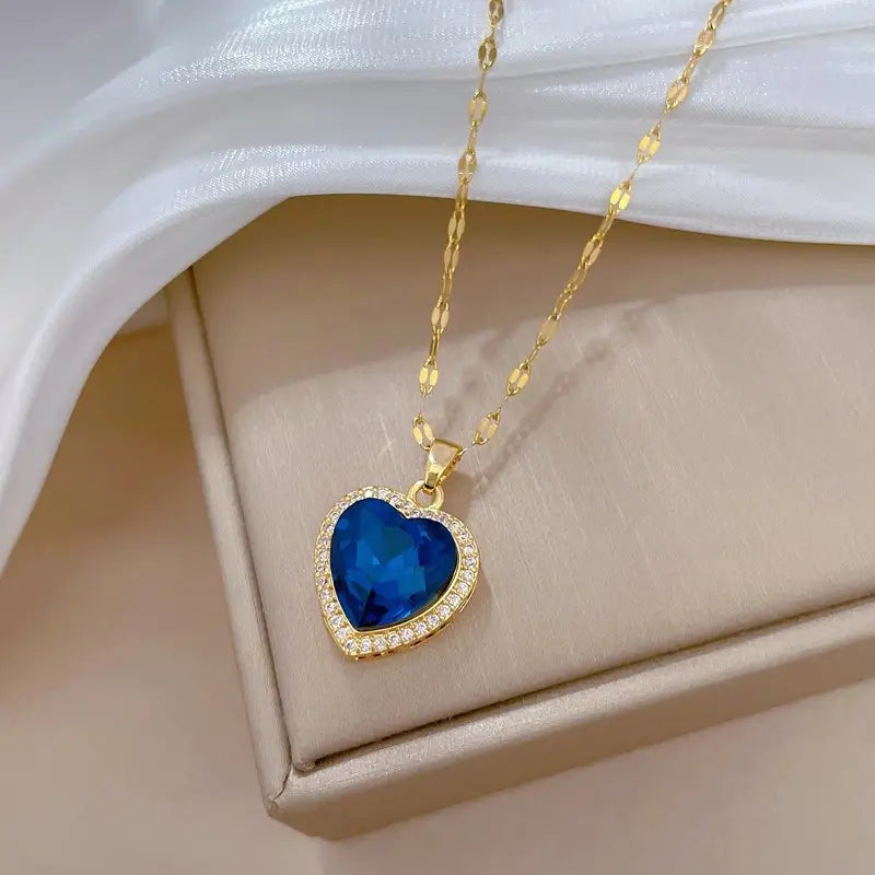 Oro Zaffiro Cuore Collana