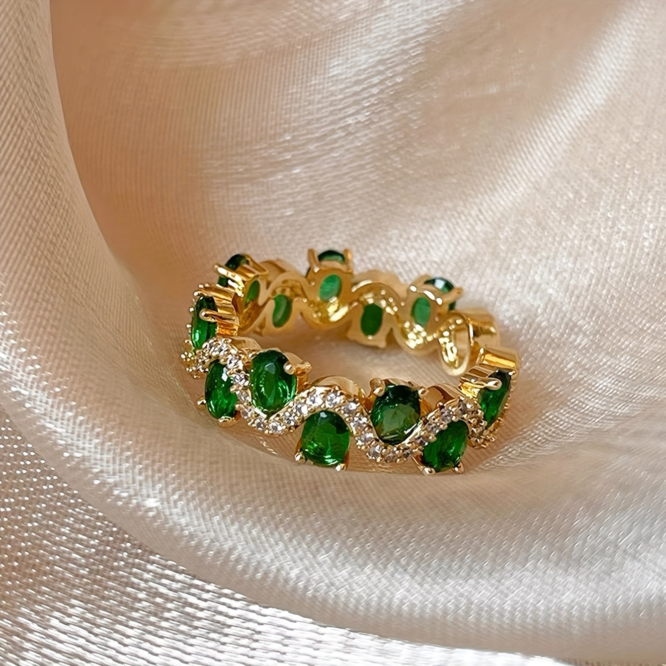 Calira Sparkling Smeraldo Open Anello | Oro