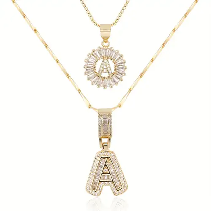 Pave letter initial set collane | Oro