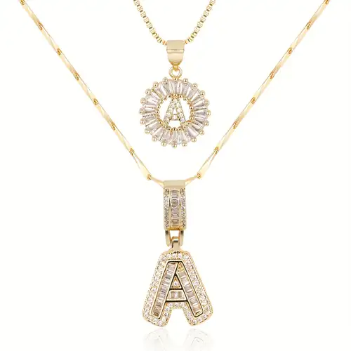 Pave letter initial set collane | Oro