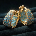 Golden-Tone Turchese Beaded Orecchini a Cerchio | Oro