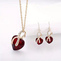 Oro Rubino Twisted Cuore Set di Gioielli