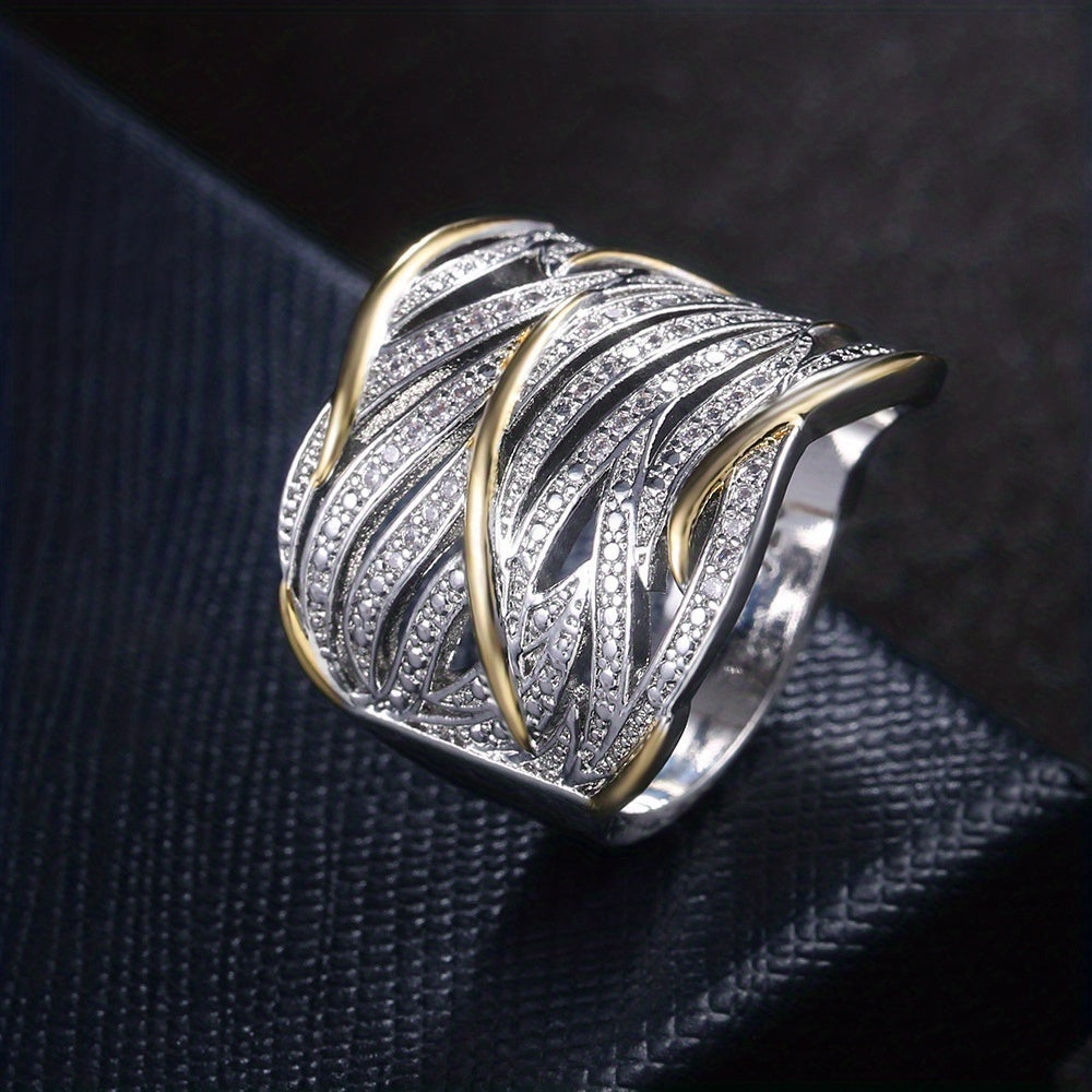 Argento and Oro Woven Band Anello