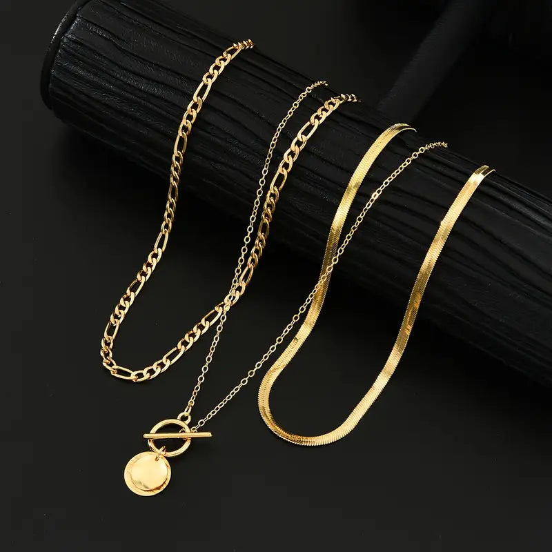 Savira Textured Coin Layered Collana | Oro