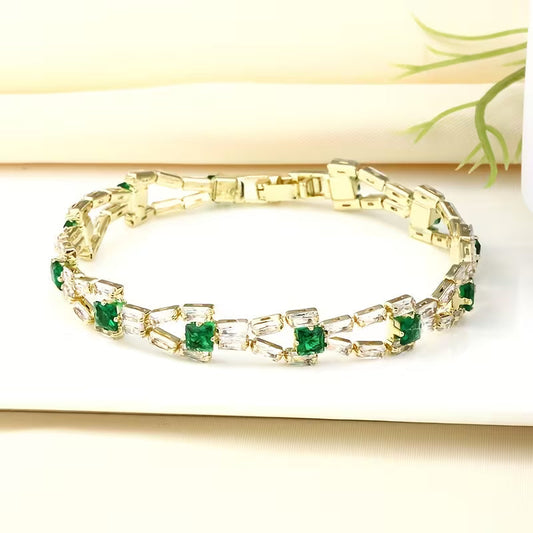 Verde Link Bracciale Tennis | Oro