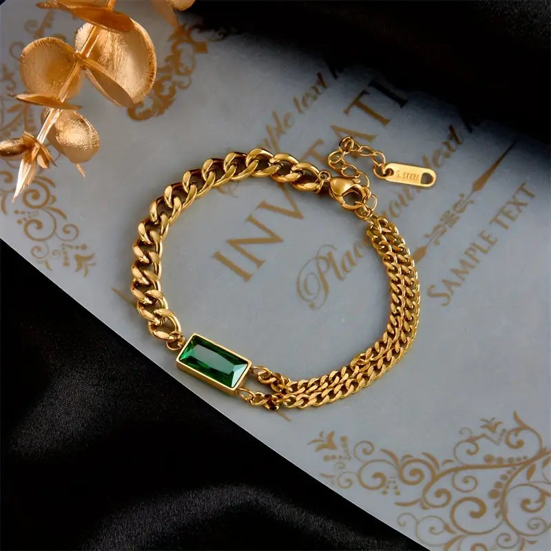 Oro Smeraldo Bar Chain Bracciale