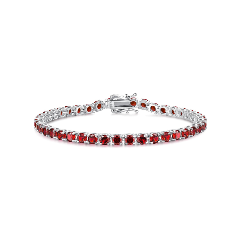 Rubino Bracciale Tennis | Bianco Oro