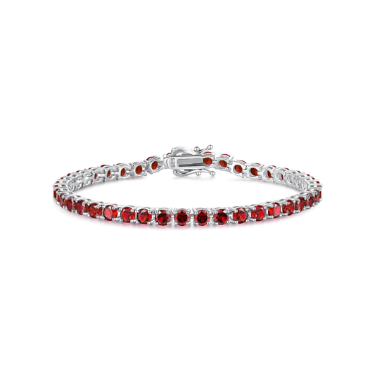 Rubino Bracciale Tennis | Bianco Oro