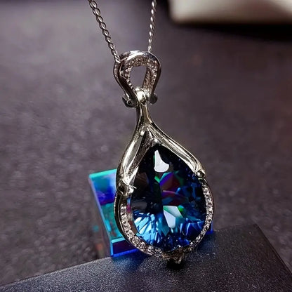 Argento Zaffiro Teardrop Collana