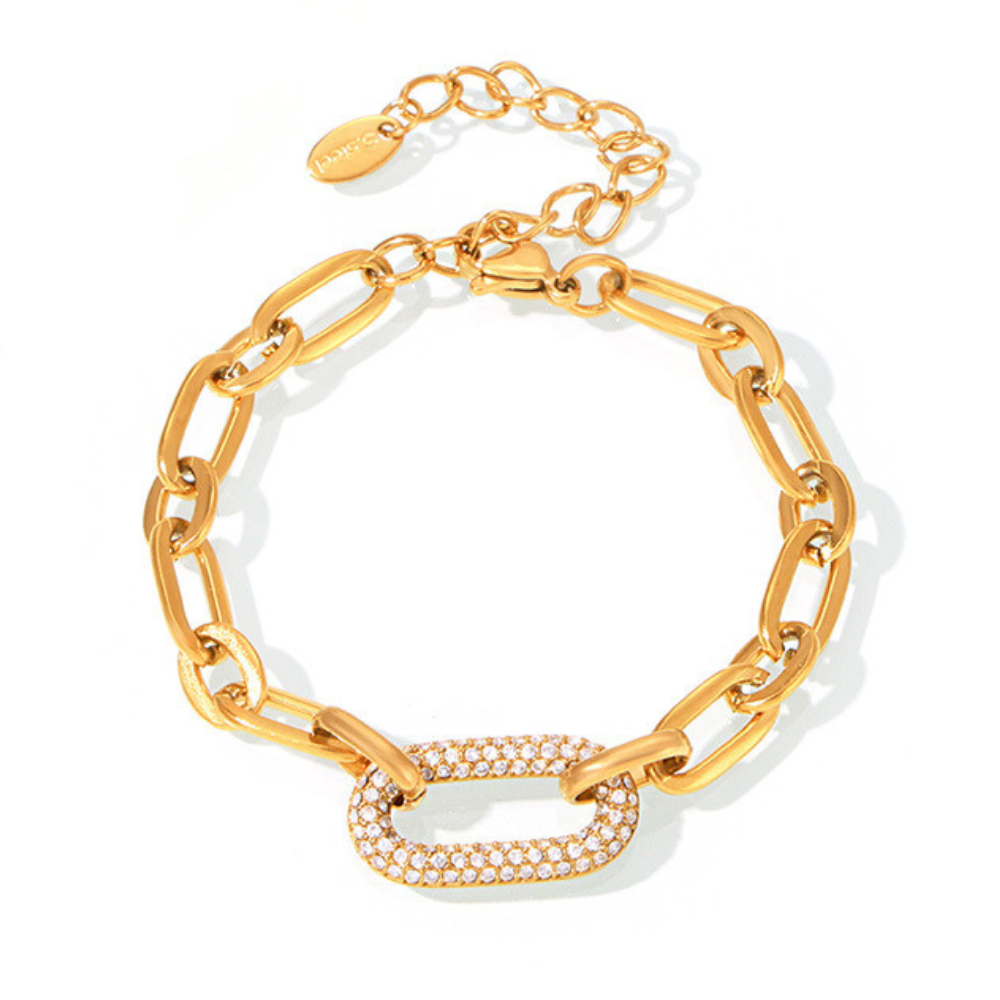 Paved Chunky Chain Link Set di Gioielli | Oro
