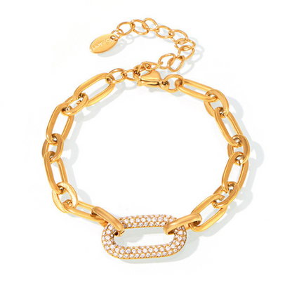 Paved Chunky Chain Link Set di Gioielli | Oro