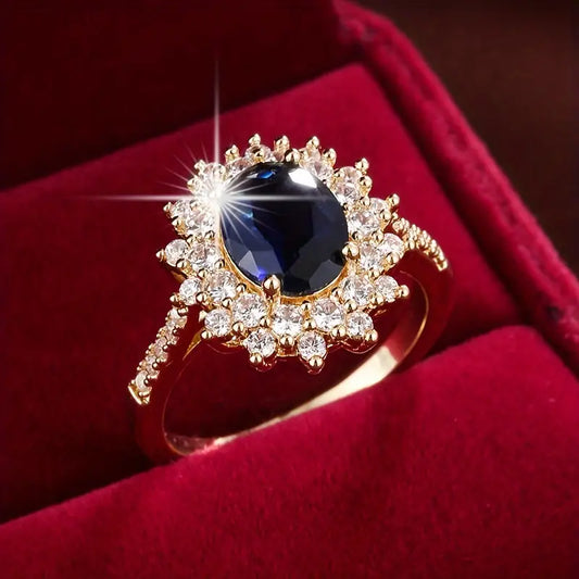 Oro Zaffiro Halo Anello