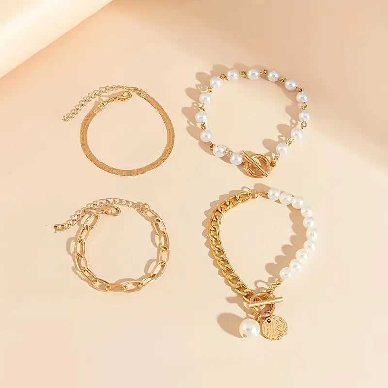 Premium Layered Bracciale di Perle Set