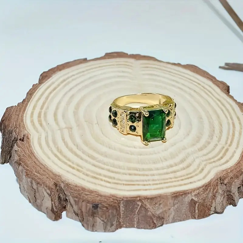 Oro Smeraldo Geometric Anello