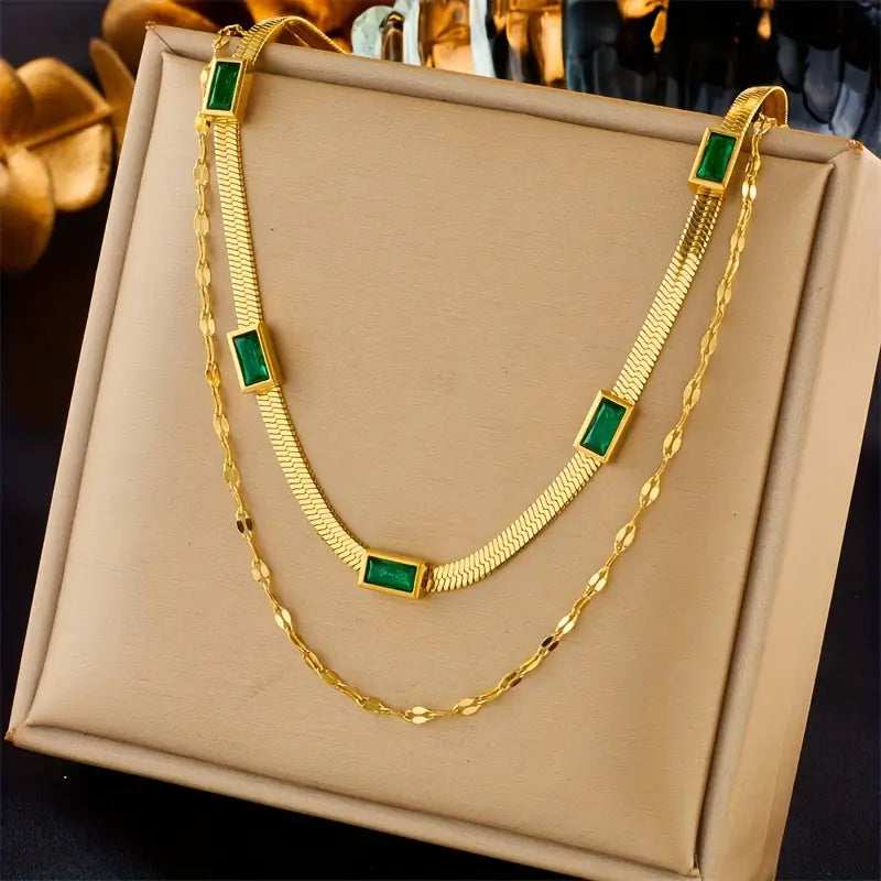 Sister Gem Double-Layer Retro Collana | Oro