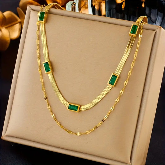 Sister Gem Double-Layer Retro Collana | Oro