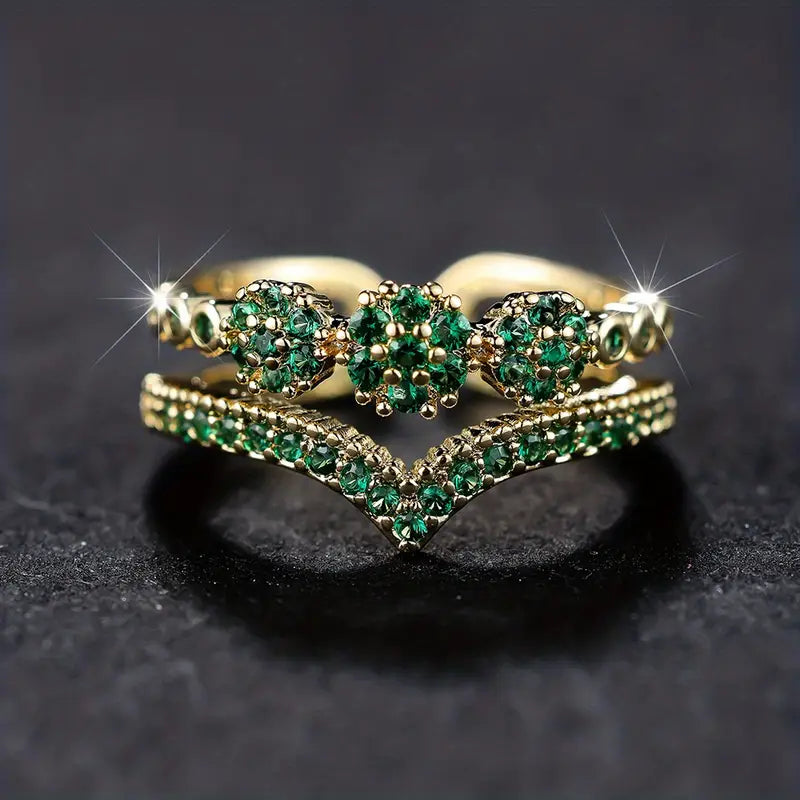 Oro Smeraldo Cluster Anello