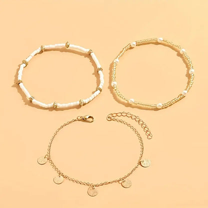 Coastal Ciondolo 3-Piece Layered Anklet Set | Oro