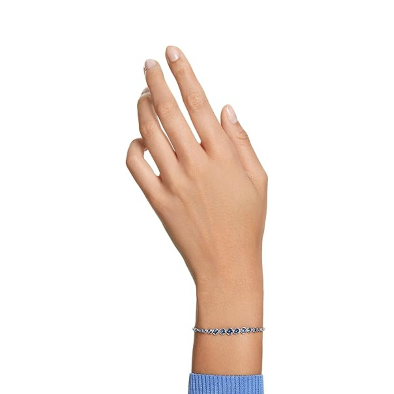 Round Cut Zaffiro Bracciale Tennis | Bianco Oro