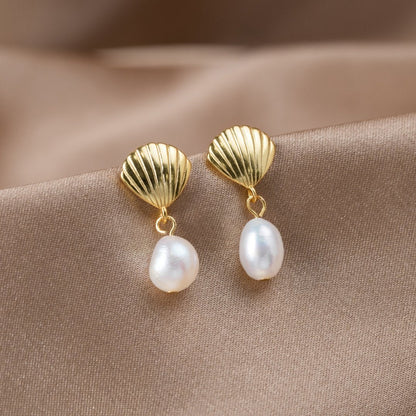 Oro Shell Orecchini di Perle