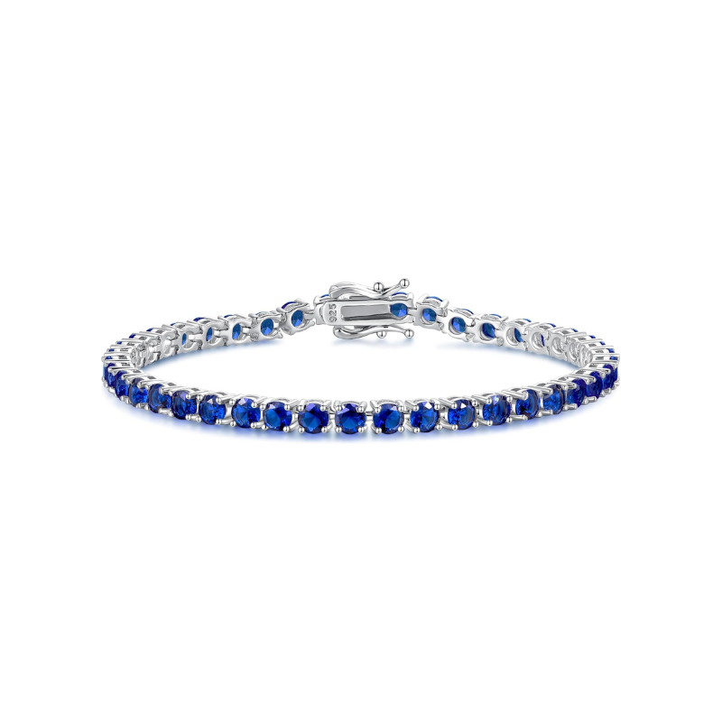 Zaffiro Bracciale Tennis | Bianco Oro