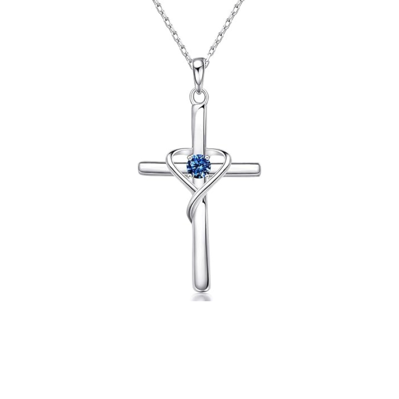 Zaffiro Cross Collana | Bianco Oro