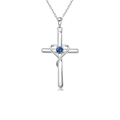 Zaffiro Cross Collana | Bianco Oro