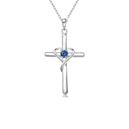 Zaffiro Cross Collana | Bianco Oro