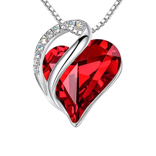 Infinity Cuore Rubino Collana | Bianco Oro