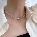 Argento Minimalist Perla Choker Collana