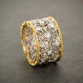 Argento and Oro Ornate Band Anello