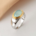 Argento and Oro Bezel Cabochon Anello