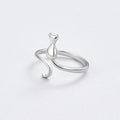 Argento Cat Motif Anello