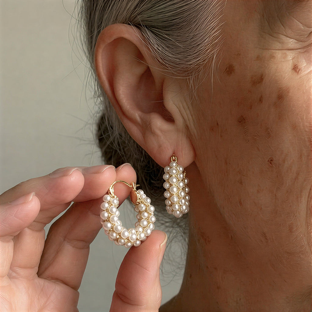 Layered Perla Orecchini a Cerchio