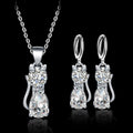 Set Collana + Orecchini Happy Cats in Sterling Argento and Polished Bianco Zirconium