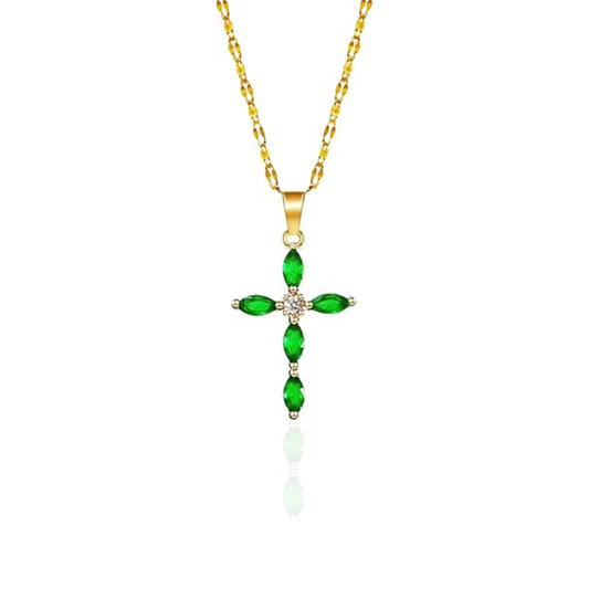 Oro Smeraldo Marquise Cross Collana
