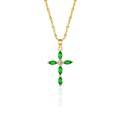 Smeraldo Cross Collana | Oro
