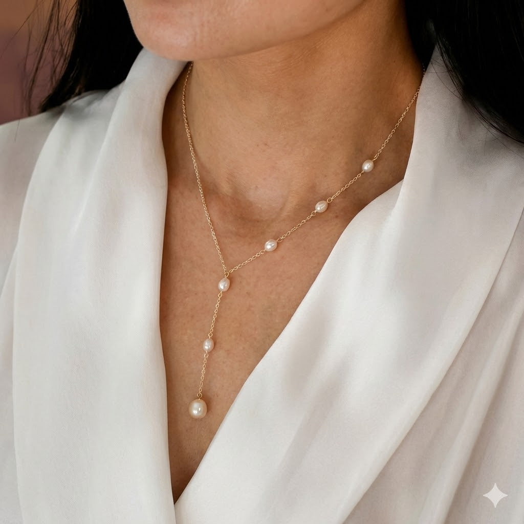 Cascading Perla Lariat Collana