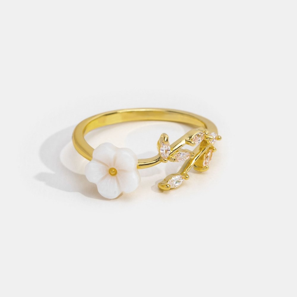 Oro Floral and Leaf Open Anello