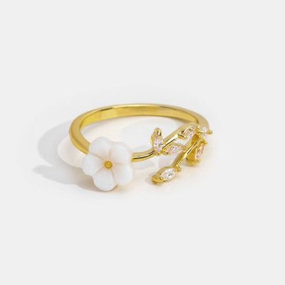 Oro Floral and Leaf Open Anello